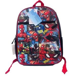 SpiderMan 16" Laptop Backpack with Light Up Badge Red School Bag 16"H x12"W x5"D